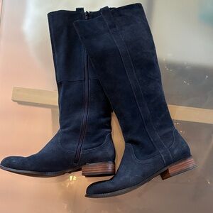 Very Volatile Blue Suede Knee-High Heeled Boots